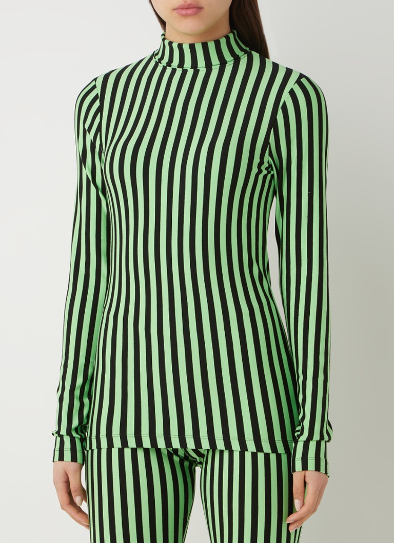 Stieglitz Raj top van viscose met col en streepprint • Groen • de Bijenkorf
