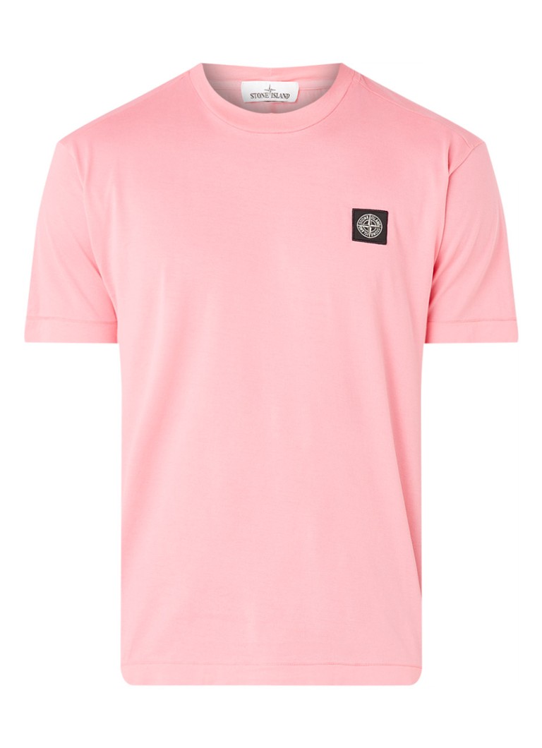 Rauw tong pijpleiding Stone Island 24113 T-shirt met logopatch • Roze • de Bijenkorf