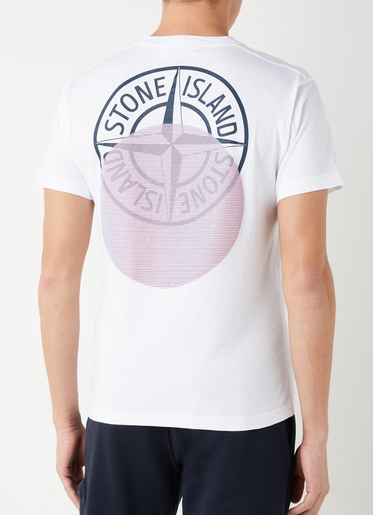 Stone Island - 2NS94 T-shirt met logo- en backprint - Wit