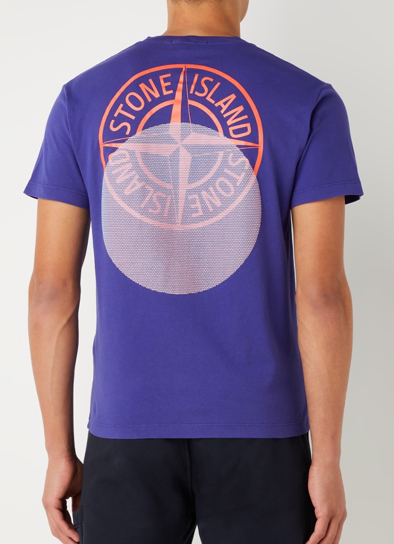 Stone Island - 2NS94 T-shirt met logo- en backprint - Kobaltblauw