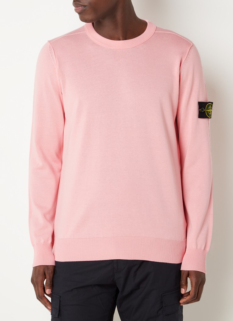 Stone Island 540B2 fijngebreide trui met logo • Roze • de Bijenkorf