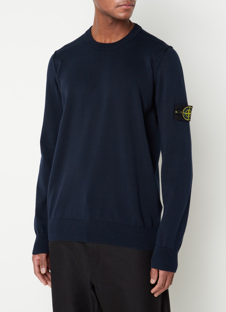 satire hotel de elite Stone Island 540B2 fijngebreide trui met logo • Donkerblauw • de Bijenkorf