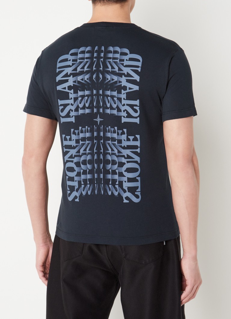 Afwijken Antarctica Graan Stone Island T-shirt met logo- en backprint • Blauw • de Bijenkorf