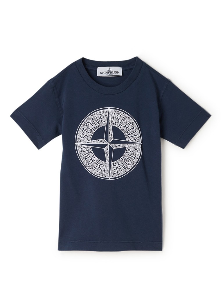 Stone Island T-shirt logo frontprint • Blauw • de