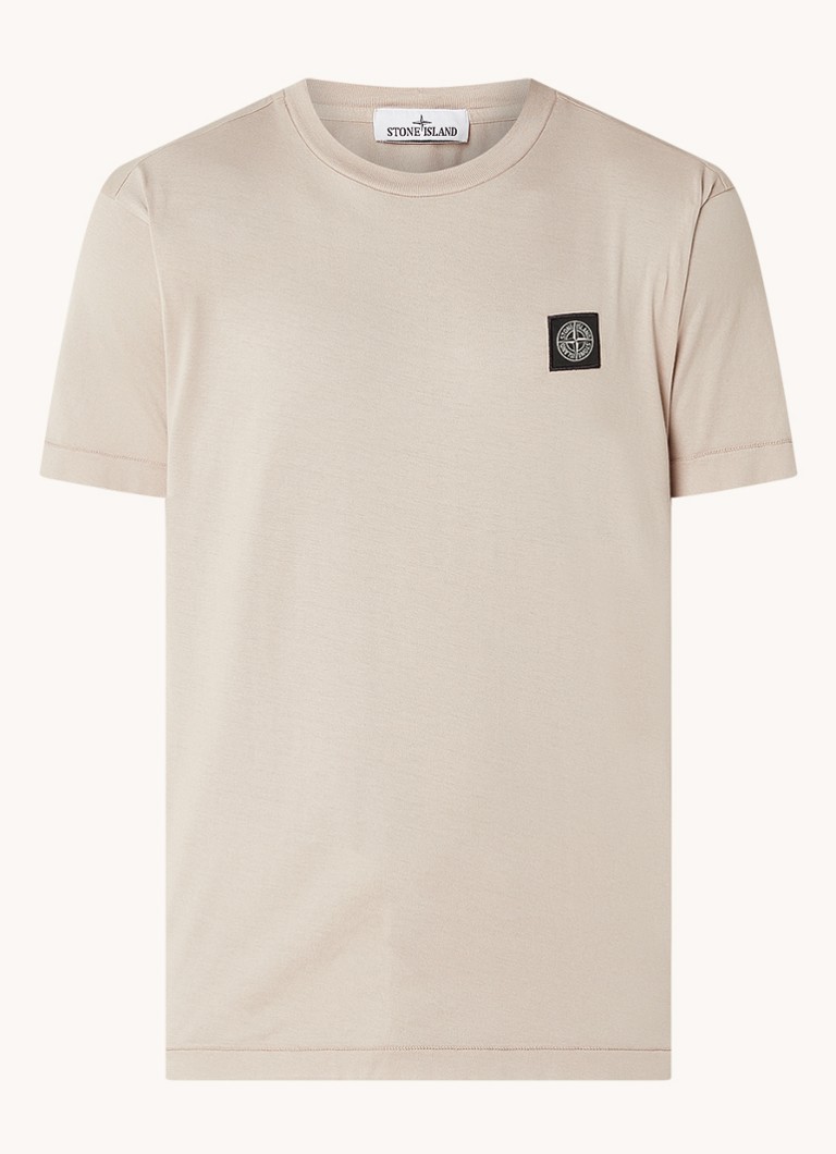 Stone Island T-shirt van katoen met logoprint • Lichtgrijs • de Bijenkorf