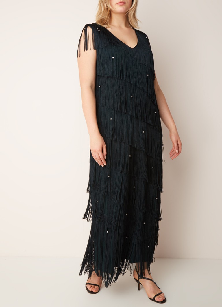 Studio 8 - Siena avondjurk met franjes - Donkergroen