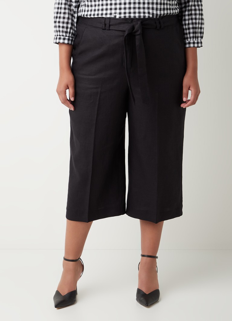 Studio 8 - Sydney high waist straight fit culotte van linnen - Zwart