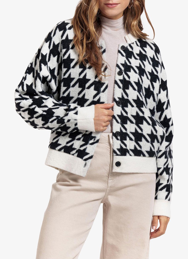 Studio Anneloes - Jet fijngebreid vest met pied-de-poule dessin - Gebroken wit