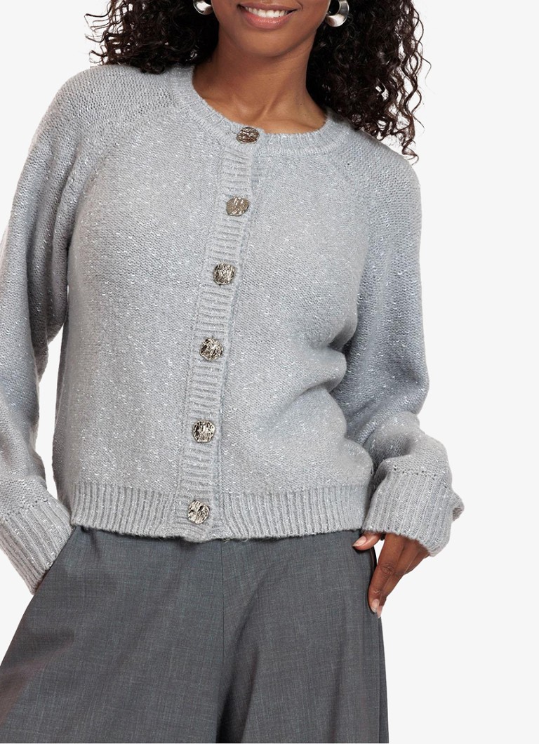 Studio Anneloes - Kaya fijngebreid vest met lurex - Lichtgrijs