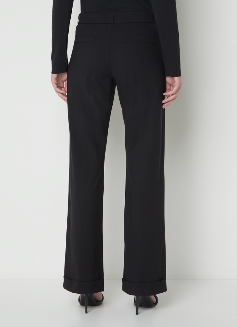 paar zand Voor type Studio Anneloes Marilyn mid waist wide fit pantalon met strikceintuur •  Zwart • de Bijenkorf
