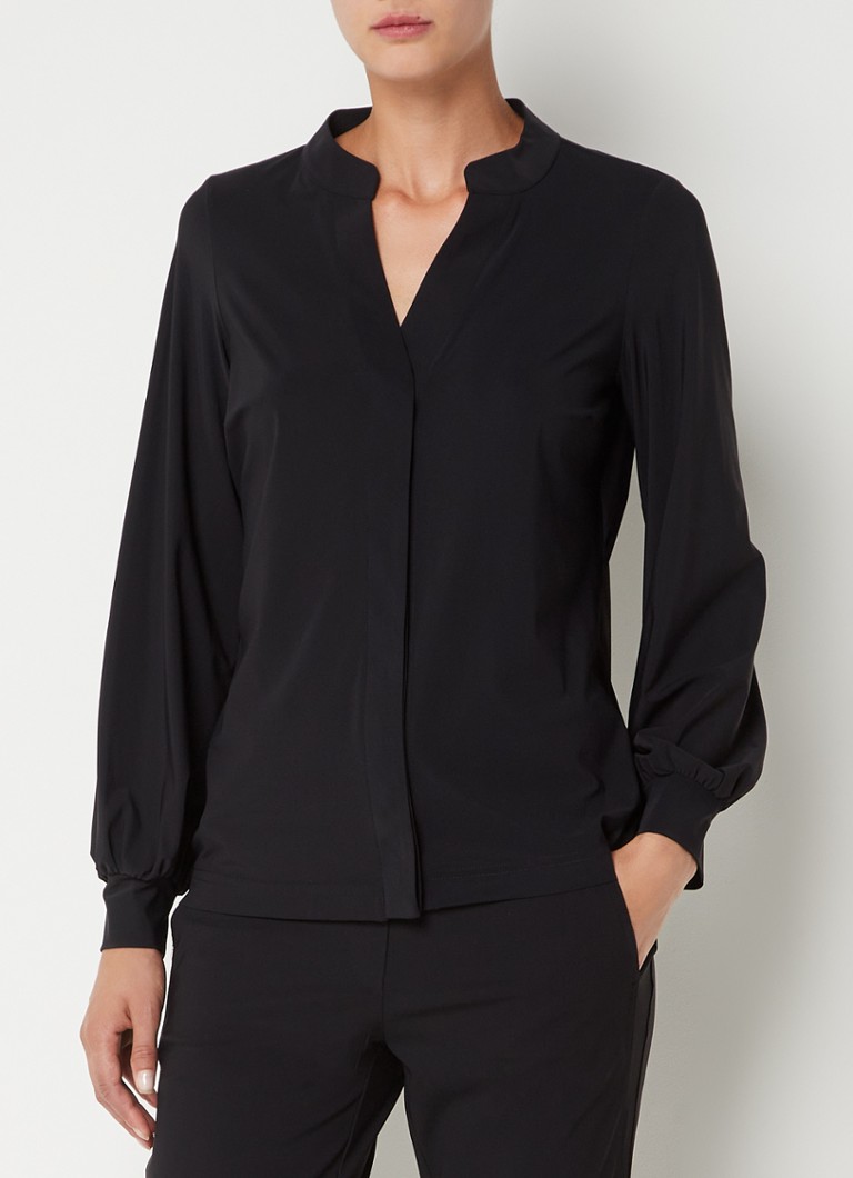Studio Anneloes Moon blouse travelstof met V-hals • Zwart • de Bijenkorf