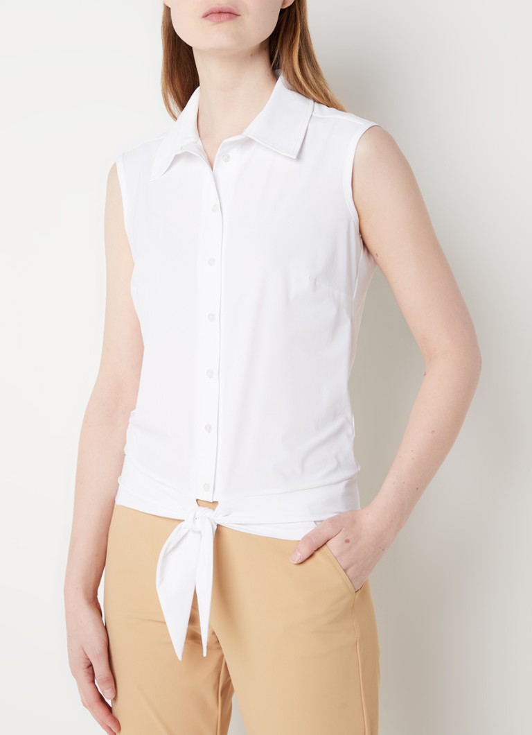 Studio Pippa mouwloze blouse van travelstof geknoopt detail • Wit de Bijenkorf