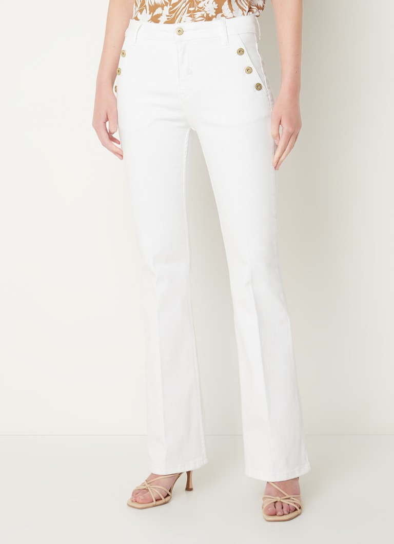 Onafhankelijkheid water Frank Studio Anneloes Sailor high waist flared jeans met sierknopen • Wit • de  Bijenkorf