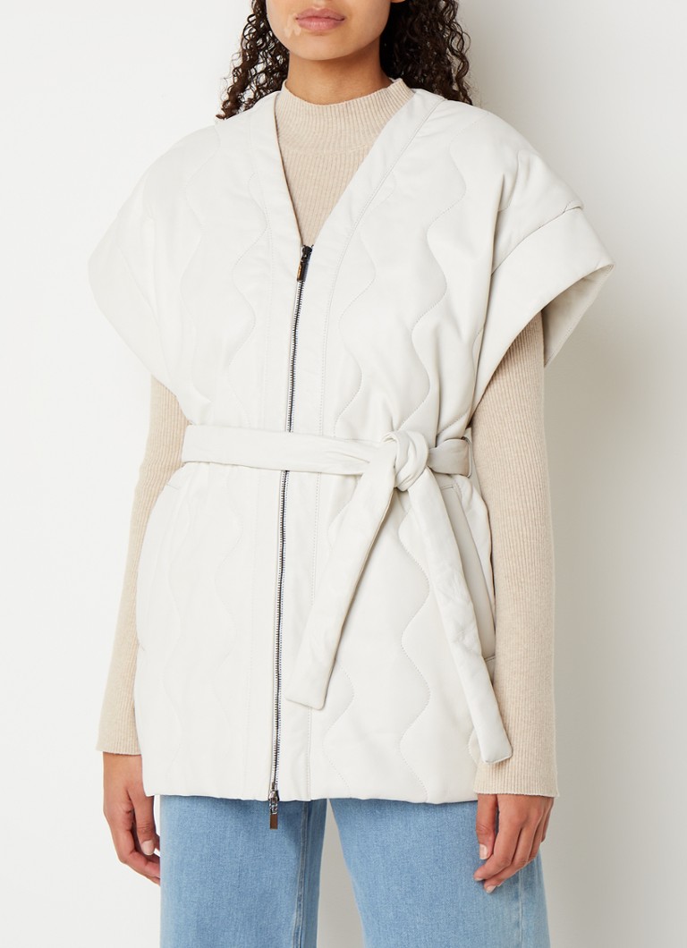 STUDIO AR by Arma - Dionna gewatteerde jas van schapenleer met steekzakken - Gebroken wit