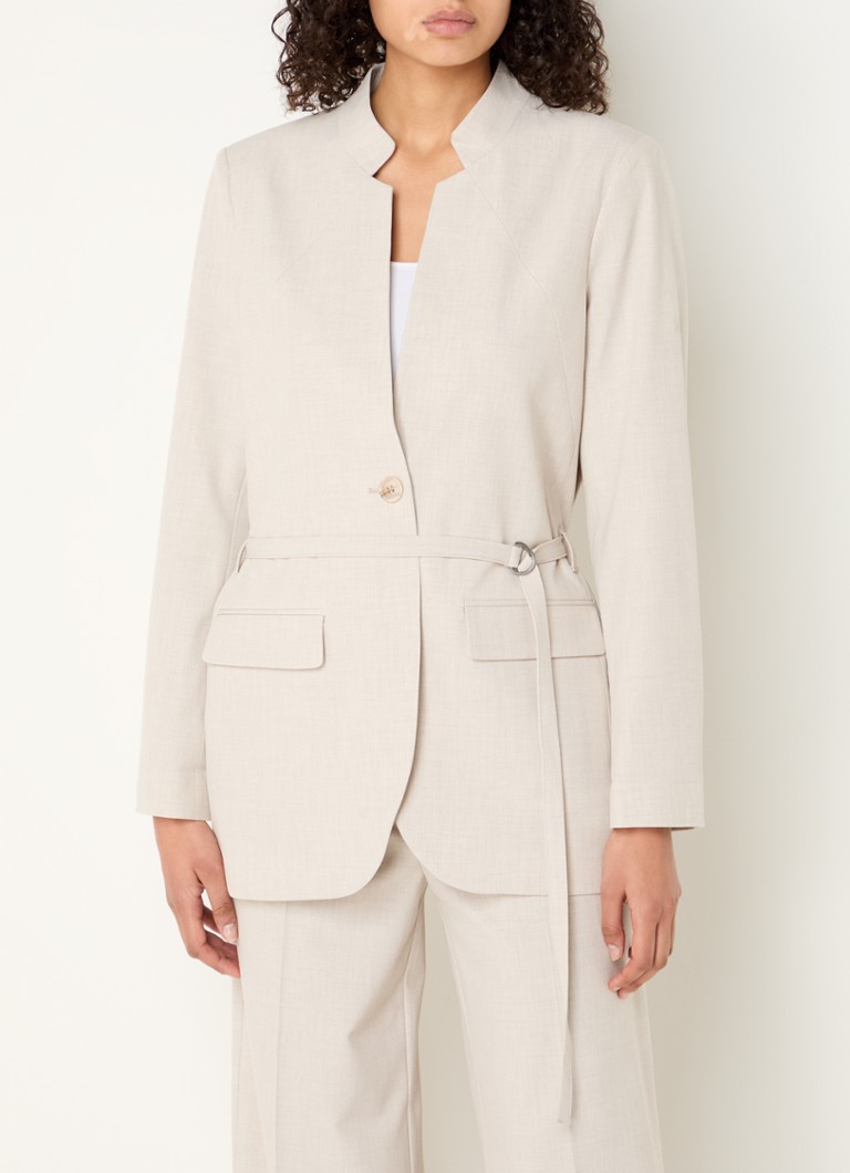 Summum - Blazer met strikceintuur en klepzakken - Creme