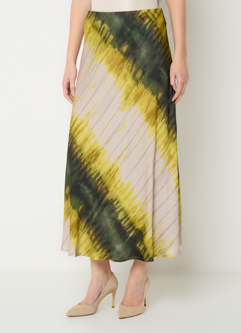 Summum - Midi rok met tie-dye dessin - Groen