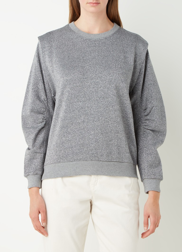 Summum Woman - Sweater in biologische katoenblend met lurex - Grijsmele