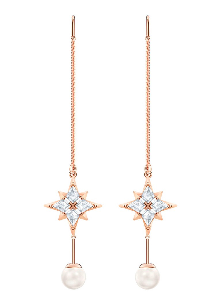 Swarovski Oorstekers met hanger en kristal • Roségoud • de Bijenkorf