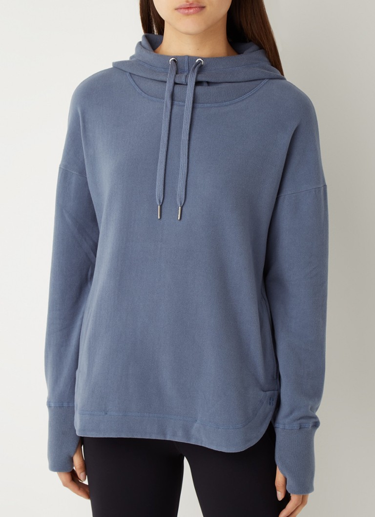 Sweaty Betty - Escape trainings hoodie van fleece met duimgaten - Staalblauw