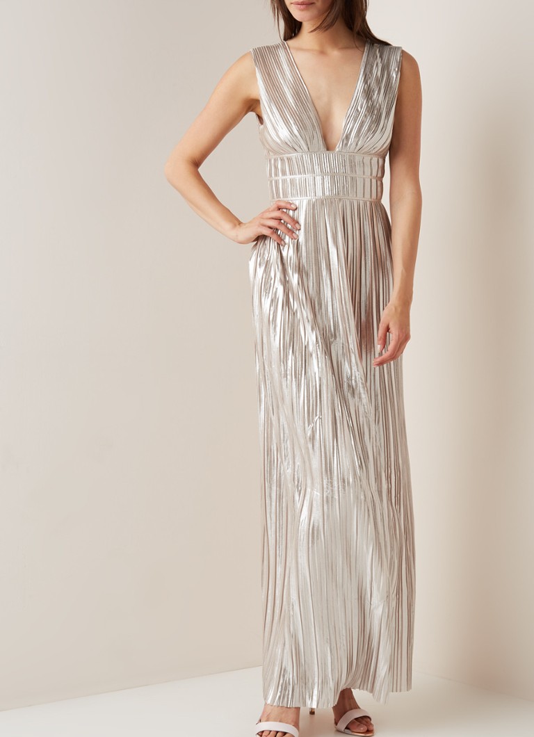 Ted Baker Aleccia Maxi Jurk Met Plisse En Metallic Finish Zilver