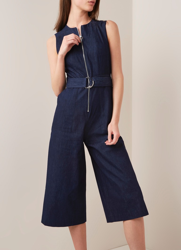 Ted Baker - Aqquaa mouwloze jumpsuit van denim met taileriem - Donkerblauw