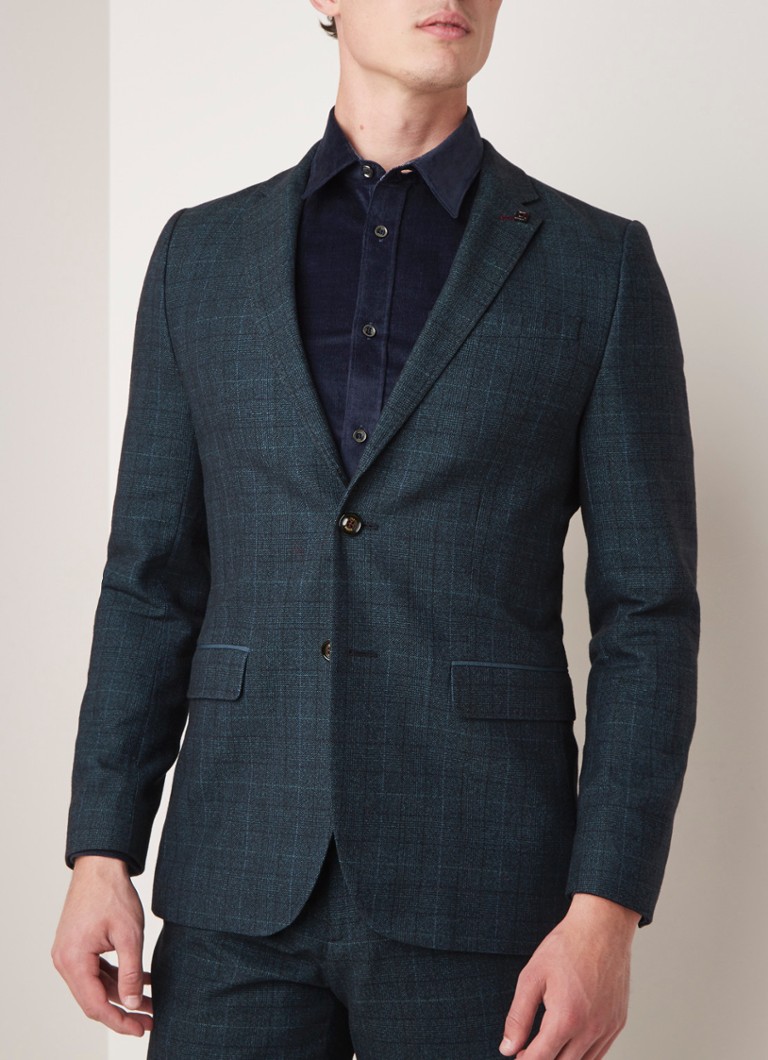 Ted Baker - Armagh regular fit colbert met ruitdessin - Antraciet