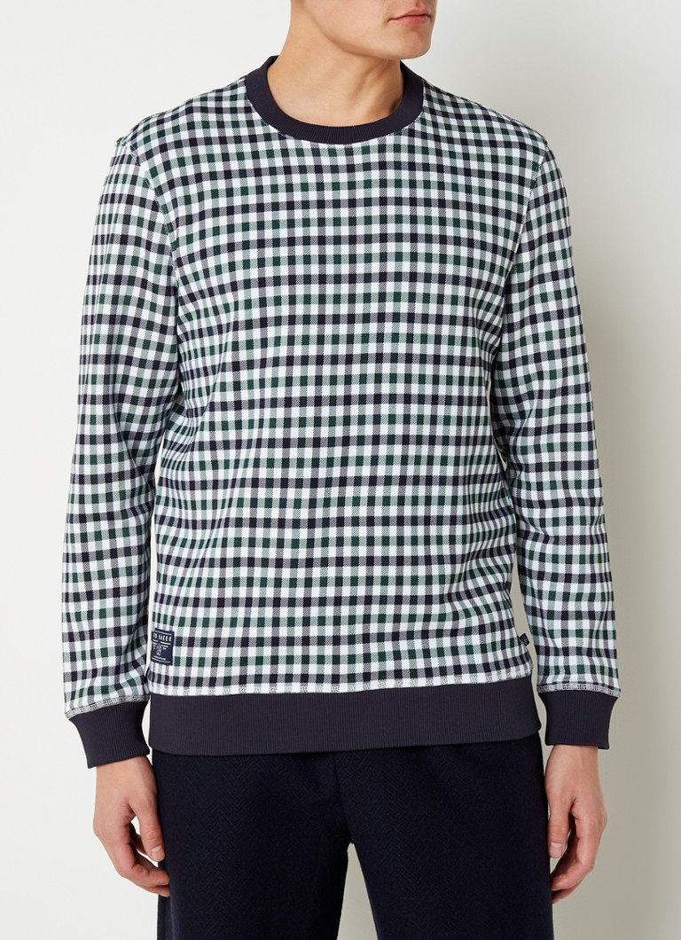 Ted Baker - Assynt sweater met colour blocking en ruitdessin - Groen