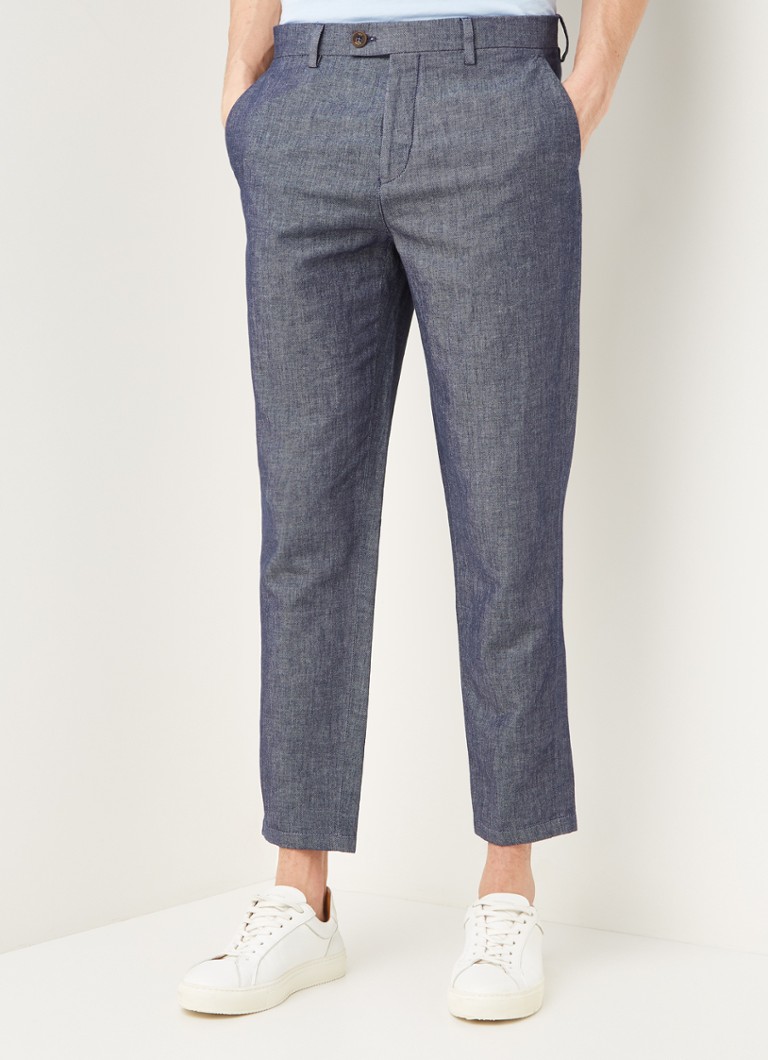 Ted Baker - Bambtro tapered fit cropped pantalon in linnenblend - Donkerblauw