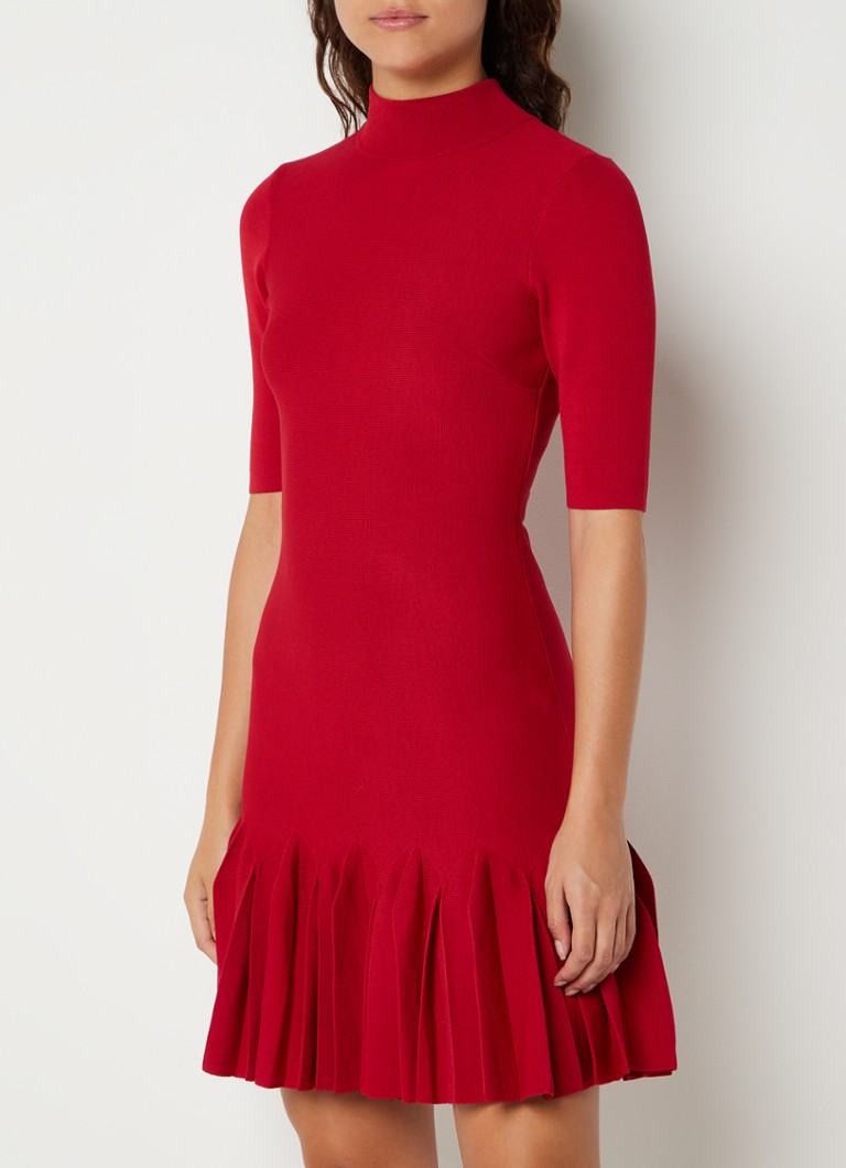 Ted Baker - Canddy fijngebreide mini jurk met plissé - Rood
