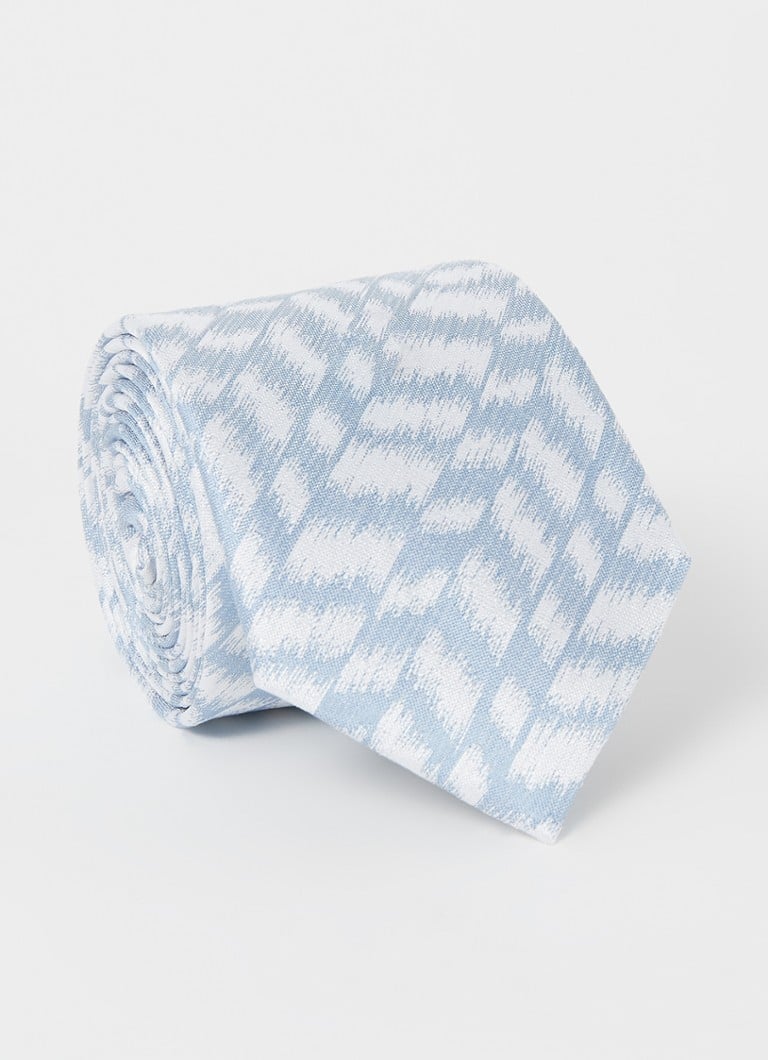 Ted Baker - Chevie stropdas van zijde met zig-zag dessin - Lichtblauw