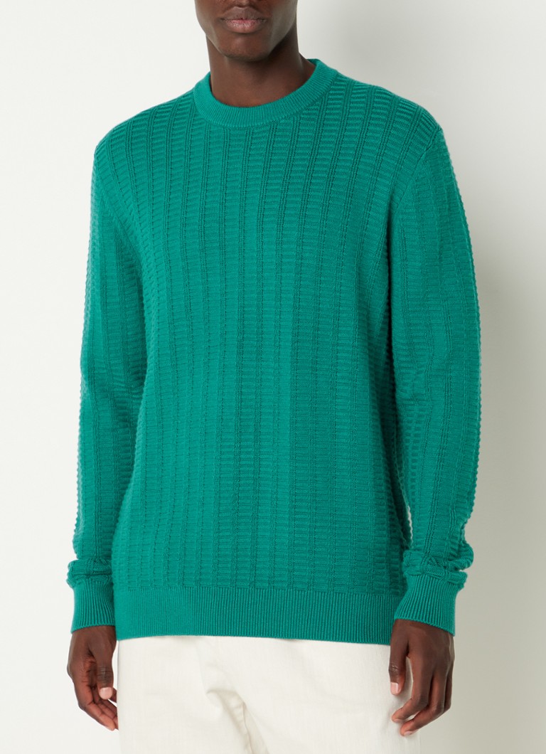 Ted Baker - Crannog fijngebreide pullover in wolblend met structuur - Zeegroen