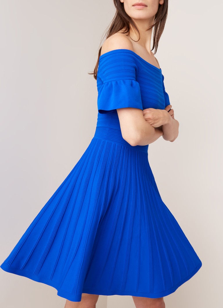 Ted Baker - Criptum off-shoulder jurk met ingebreid streepdessin - Royalblauw
