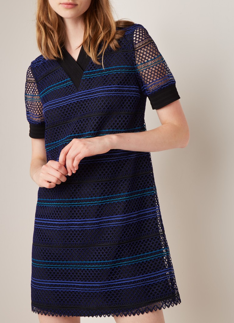 Ted Baker - Estelly mini-jurk met streepdessin en details van kant - Zwart