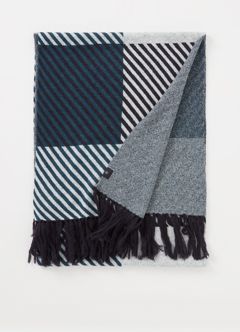 Ted Baker - Falklan sjaal in wolblend 200 x 40 cm - Donkerblauw