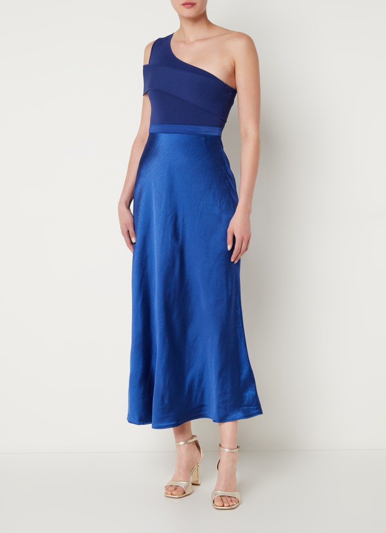 Ted Baker - Ivena maxi jurk met fijngebreide top en rok van satijn - Kobaltblauw
