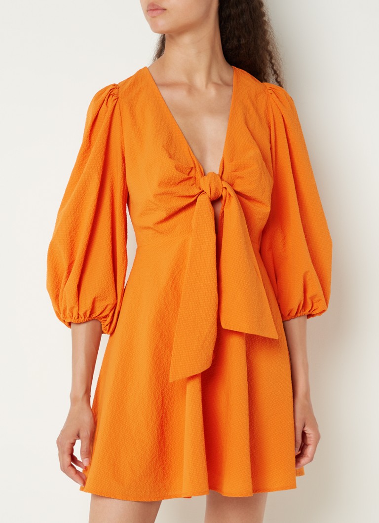Geef rechten Opeenvolgend maart Ted Baker Jozelyn mini jurk met geknoopt detail en structuur • Oranje • de  Bijenkorf