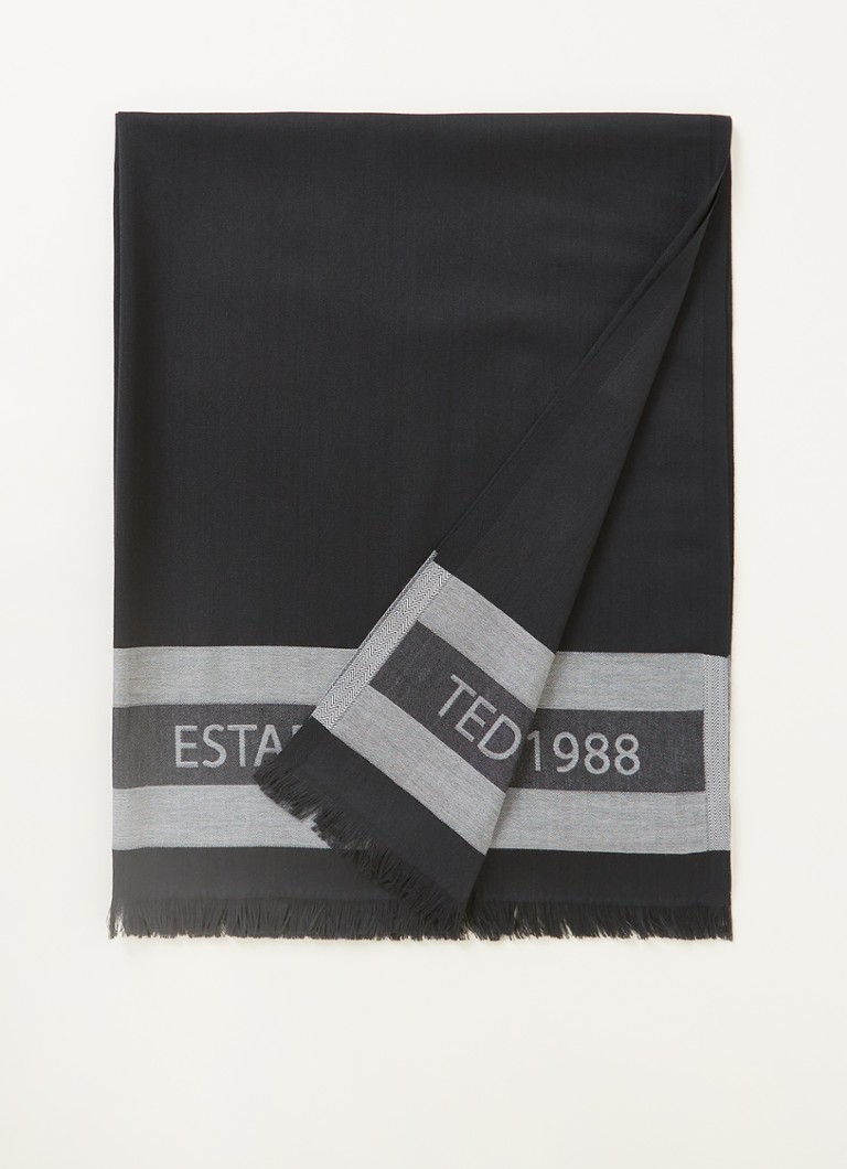 Ted Baker - Leriya sjaal met logoprint 180 x 75 cm - Zwart