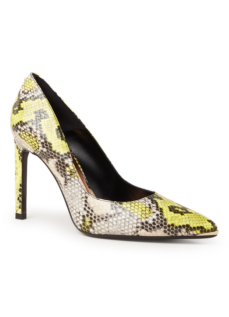 Ted Baker Meliss Pump Van Leer Met Slangendessin • Neongeel • De Bijenkorf