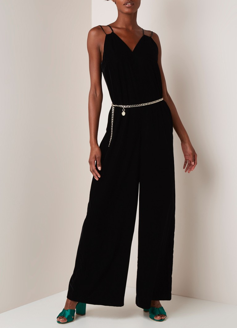Ted Baker - Nellieh wide leg jumpsuit van fluweel - Zwart
