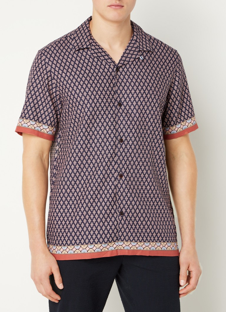 Ted Baker - Nelma regular fit overhemd in lyocellblend met print - Donkerblauw