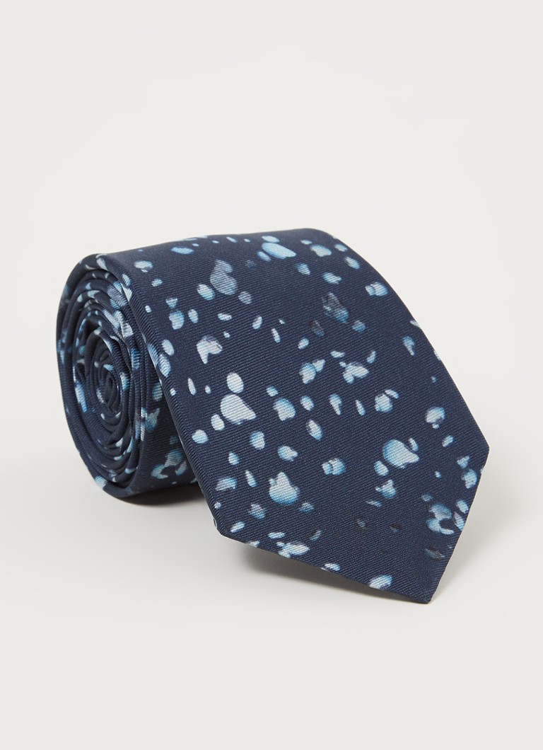 Ted Baker - Openn stropdas van zijde met stippenprint - Donkerblauw