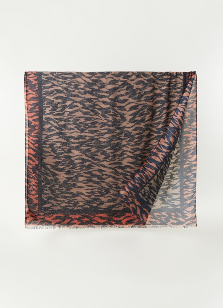 Ted Baker - Popppiy sjaal met tijgerprint 190 x 110 cm  - Bruin
