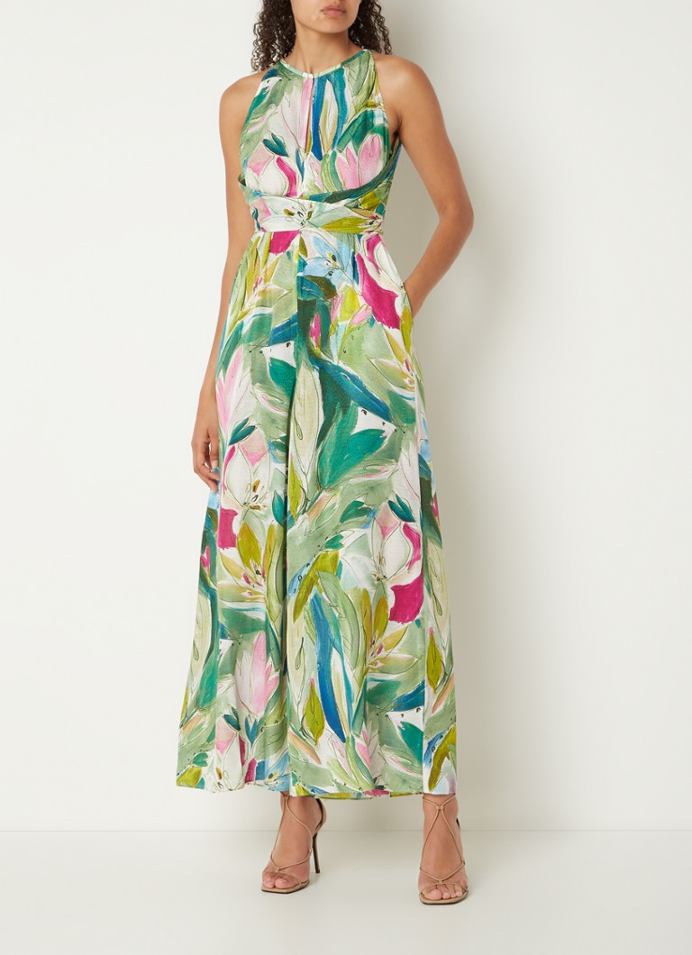 Ted Baker Rachily wide fit jumpsuit met bloemenprint en jacquard dessin