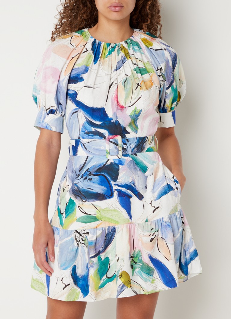 Adela Geborduurde jurk met bloemenprint