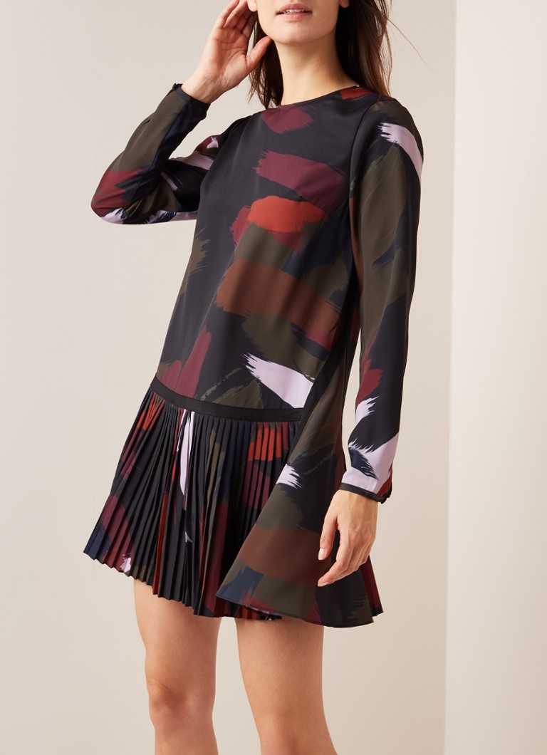 Ted Baker - Rosarn mini-jurk met abstract dessin  - Zwart
