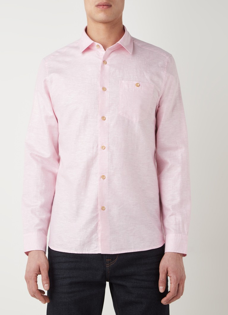 Ted Baker - Sauss regular fit overhemd in linnenblend - Roze