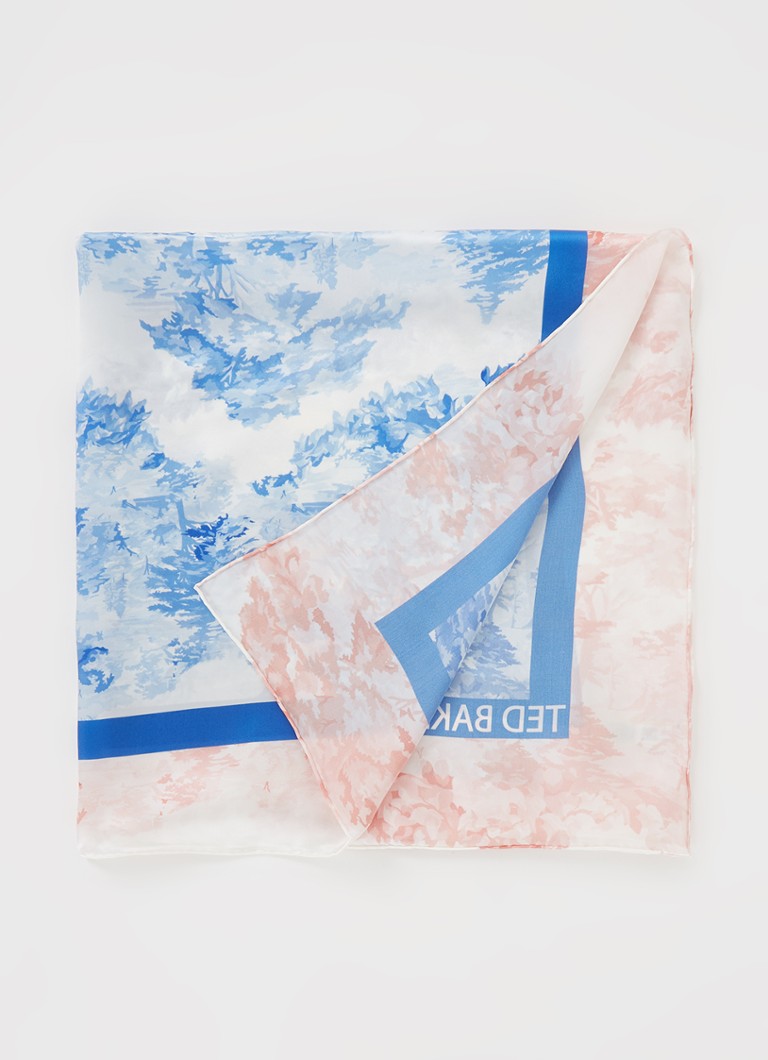Ted Baker - Shali sjaal van zijde met print 90 x 90 cm - Blauw