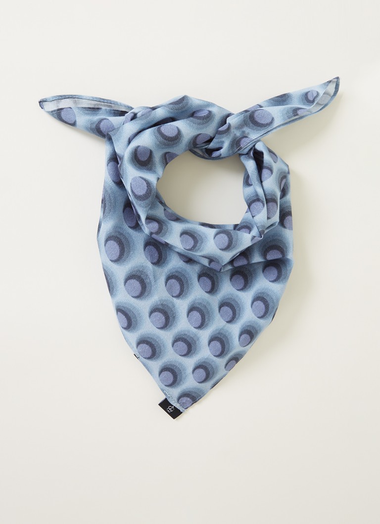 Ted Baker - Shaune sjaal van katoen met grafische print 55 x 55 cm - Lichtblauw