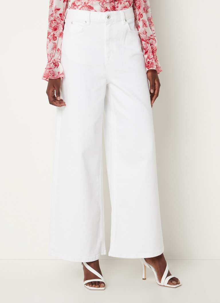Ted Baker - Simah high waist wide leg jeans met gekleurde wassing  - Wit