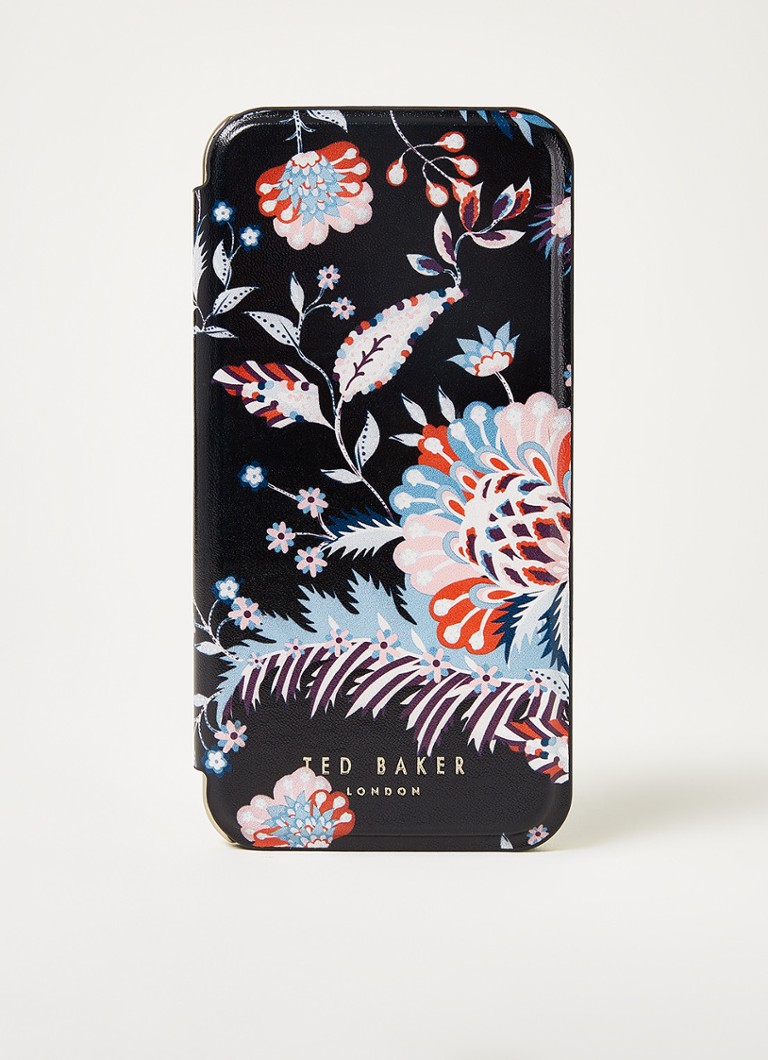 Ted Baker - Spiced Up telefoonhoes voor Iphone 6 / 7 / 8 SE (2020) met spiegel en bloemenprint - Zwart
